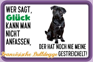 vianmo Holzschild 20x30 cm Tier Glück Französische Bulldogge
