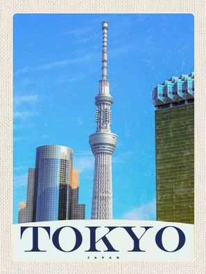 vianmo Blechschild 30x40 cm gewölbt Stadt Tokyo Stadt Hochhaus Asien