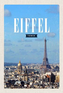 Blechschild 20x30 cm - Eiffel Tower Panorama Bild Reiseziel