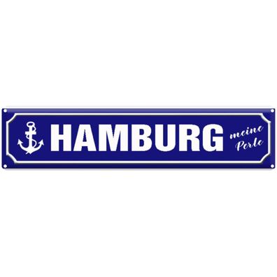 vianmo Blechschild 46x10 cm gewölbt Stadt Hamburg Anker meine Perle