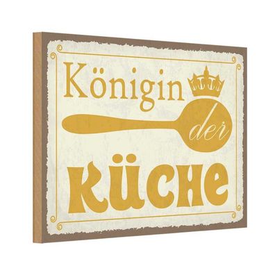 vianmo Holzschild 18x12 cm Küche Kochen Königin der Küche Krone