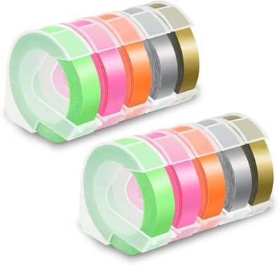 Alternatives Dymo-Prägeband 3D-selbstklebendes Neonrosa/ Orange/ Grün/ Gold/ Silber