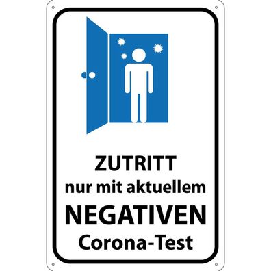 vianmo Blechschild 30x40 cm gewölbt Warnung Zutritt negativen Corona Test