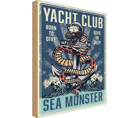vianmo Holzschild 30x40 cm Dekoration Yacht club see monster