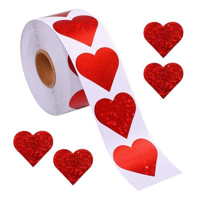Valentinstag glitzernde rote Herzaufkleber - Herz dekorativ, 3,8 cm