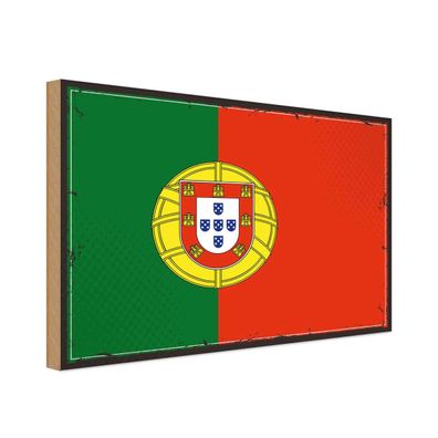 vianmo Holzschild Holzbild 18x12 cm Portugal Fahne Flagge