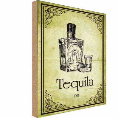 vianmo Holzschild 20x30 cm Essen Trinken Alkohol 1911 Tequila Metall Wanddeko