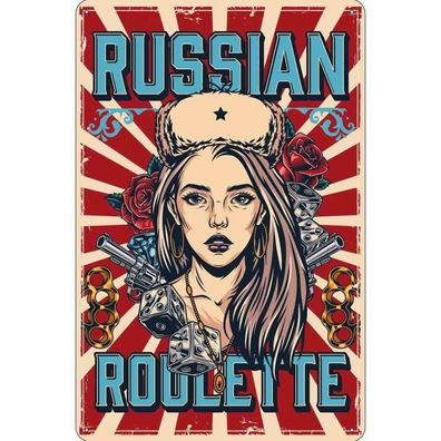 vianmo Blechschild 30x40 cm gewölbt Dekoration russian roulette