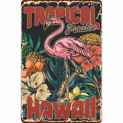 Blechschild 30x40 cm - Hawaii Tropical Paradise Alkohol