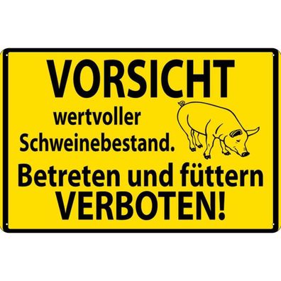 vianmo Blechschild 20x30 cm gewölbt Warnung Wertvoller Schweinebestand