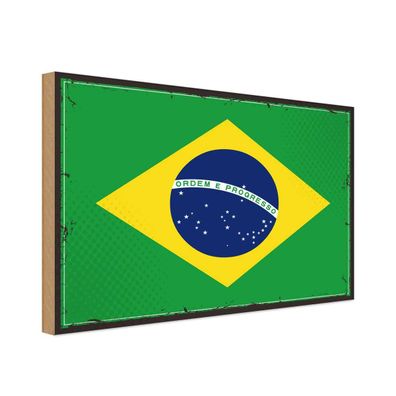 vianmo Holzschild Holzbild 18x12 cm Brasilien Fahne Flagge