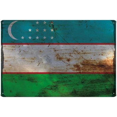 vianmo Blechschild Wandschild 30x40 cm Usbekistan Fahne Flagge