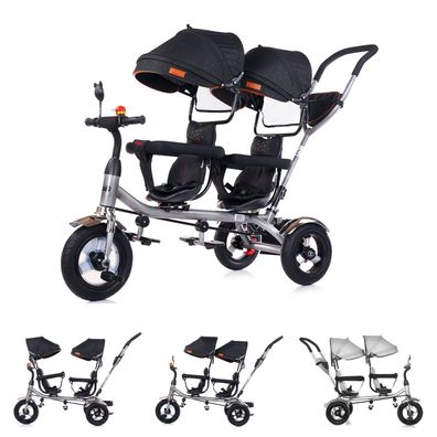 B-Ware Chipolino Tricycle Dreirad 2Play 2 Kinder bis 50 kg Luftreifen black