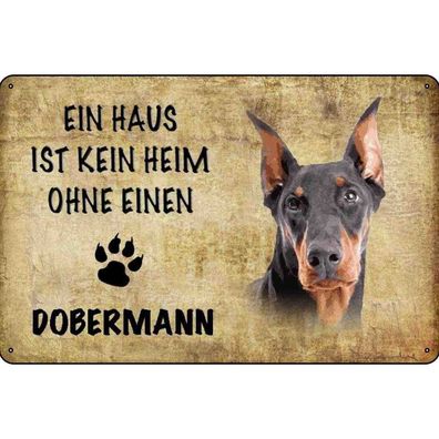 vianmo Blechschild 20x30 cm gewölbt Tier Doberman Hund ohne kein Heim