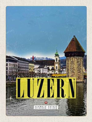 Blechschild 30x40 cm - Luzern Stadt Familienurlaub Wanderung