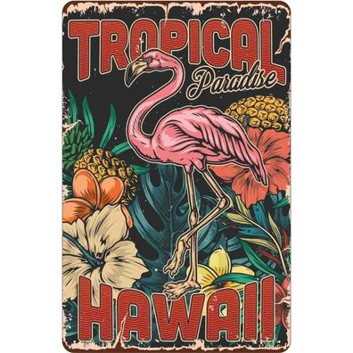 Blechschild 20x30 cm - Hawaii Tropical Paradise Alkohol