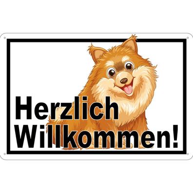 vianmo Blechschild 30x40 cm gewölbt Tier Herzlich Willkommen Hunde