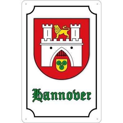 vianmo Blechschild 20x30 cm gewölbt Stadt Hannover Stadtwappen Stadt
