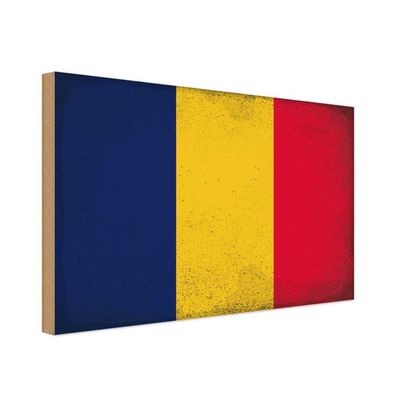 vianmo Holzschild Holzbild 20x30 cm Tschad Fahne Flagge