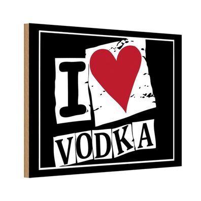 vianmo Holzschild 18x12 cm Essen Trinken Alkohol I love Vodka (Herz) Metall