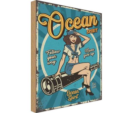 vianmo Holzschild 30x40 cm Dekoration Ocean spirit Seefahrt Ozean