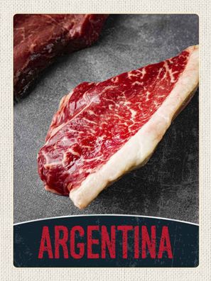 Blechschild 30x40 cm - Argentinien Steak Fleisch Kuh Rind
