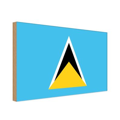 vianmo Holzschild Holzbild 18x12 cm Saint Lucia Fahne Flagge