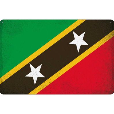 vianmo Blechschild Wandschild 30x40 cm St. Kitts und Nevi Fahne Flagge