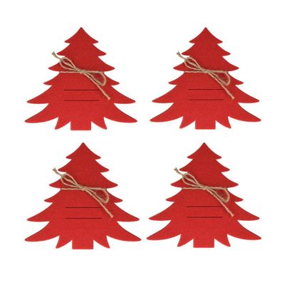 Bestecktasche Weihnachtsbaum 4er Ser rot 19x20 cm Tischdekoration Weihnachten Deko