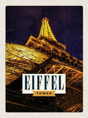Holzschild 30x40 cm - Retro Eiffel Tower Eiffelturm Paris