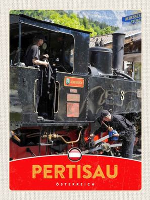 Holzschild 30x40 cm - Pertisau Österreich Lokomotive
