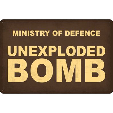 Blechschild 20x30 cm - ministry of defence unexploded