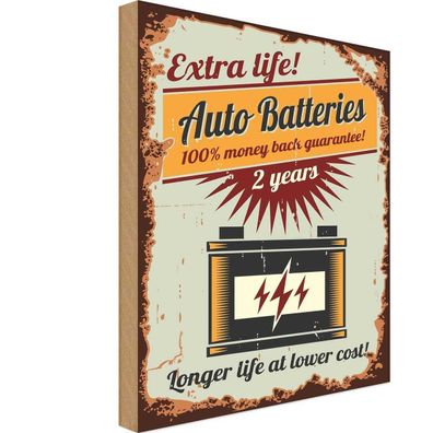 vianmo Holzschild 20x30 cm Garage Werkstatt Auto Batteries extra life