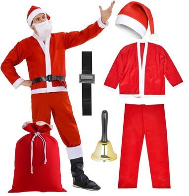 Kostümheld® 6 in 1 Nikolauskostüm - Weihnachtsmannkostüm - Santa Costume Weihnachten