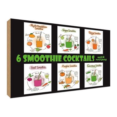 vianmo Holzschild 30x40 cm Essen Trinken 6 smoothie cocktails
