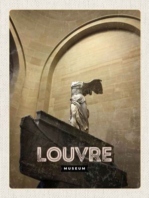 Holzschild 30x40 cm - Retro Louvre Museum Paris Palast