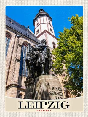 Blechschild 30x40 cm - Leipzig Skulptur Johann Sebastian Bach