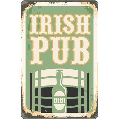 vianmo Blechschild 18x12 cm gewölbt Essen Trinken Irish pub Beer Bier Alkohol