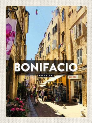 Blechschild 30x40 cm - Bonifacio Corsica Insel Korsika Stadt