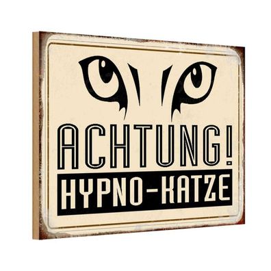 vianmo Holzschild 18x12 cm Warnung Achtung Hypno-Katze Geschenk