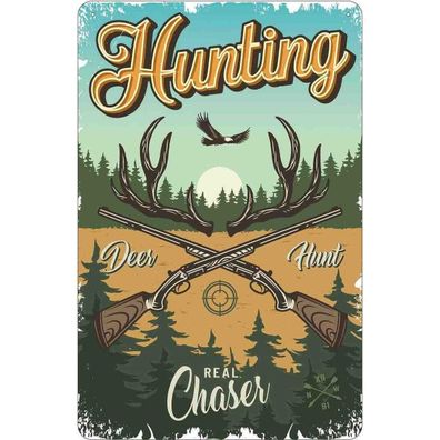 Blechschild 18x12 cm - Jagd Hunting deer hunt Abenteuer