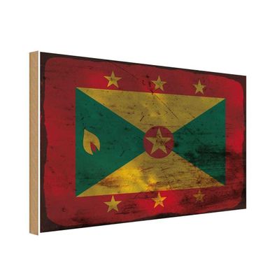 vianmo Holzschild Holzbild 20x30 cm Grenada Fahne Flagge