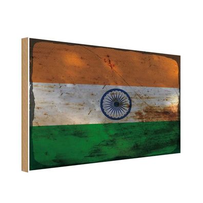 vianmo Holzschild Holzbild 30x40 cm Indien Fahne Flagge