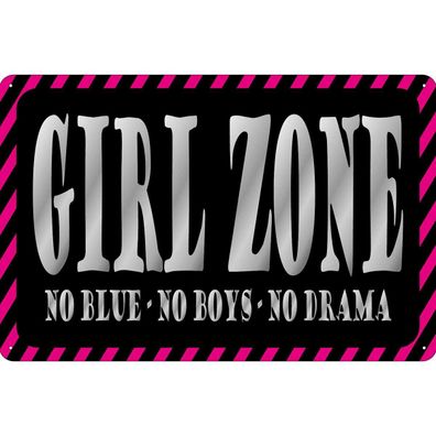 vianmo Blechschild 20x30 cm gewölbt Männer Frauen Girl Zone no blue no boys no