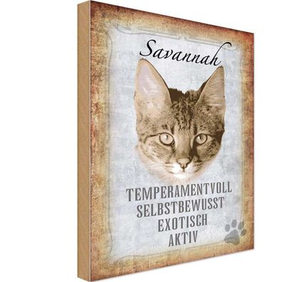 Holzschild 20x30 cm - Savannah Katze Exotisch