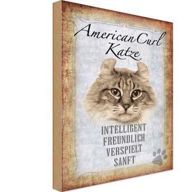 vianmo Holzschild 20x30 cm Tier American Curl Katze Geschenk