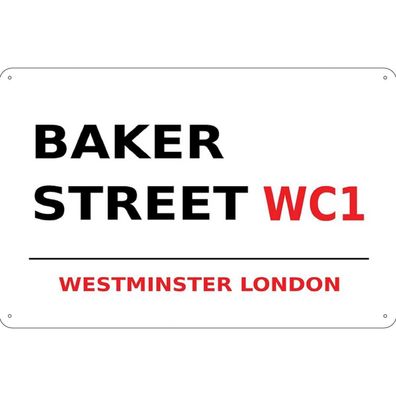 vianmo Blechschild 20x30 cm gewölbt England Street Baker street WC1