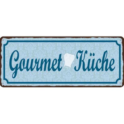 vianmo Blechschild 27x10 cm gewölbt Küche Kochen Gourmet Küche blau