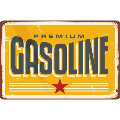 Blechschild 20x30 cm - Premum Gasoline Tankstelle Benzin
