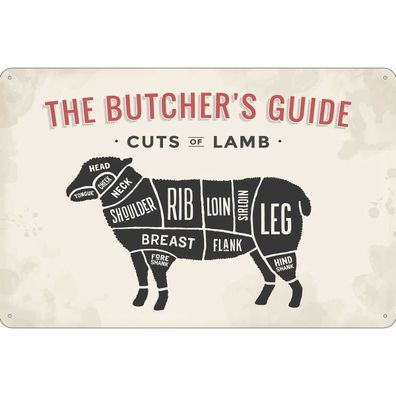 Blechschild 20x30 cm - Lamm Lamb cuts Metzgerei Fleisch